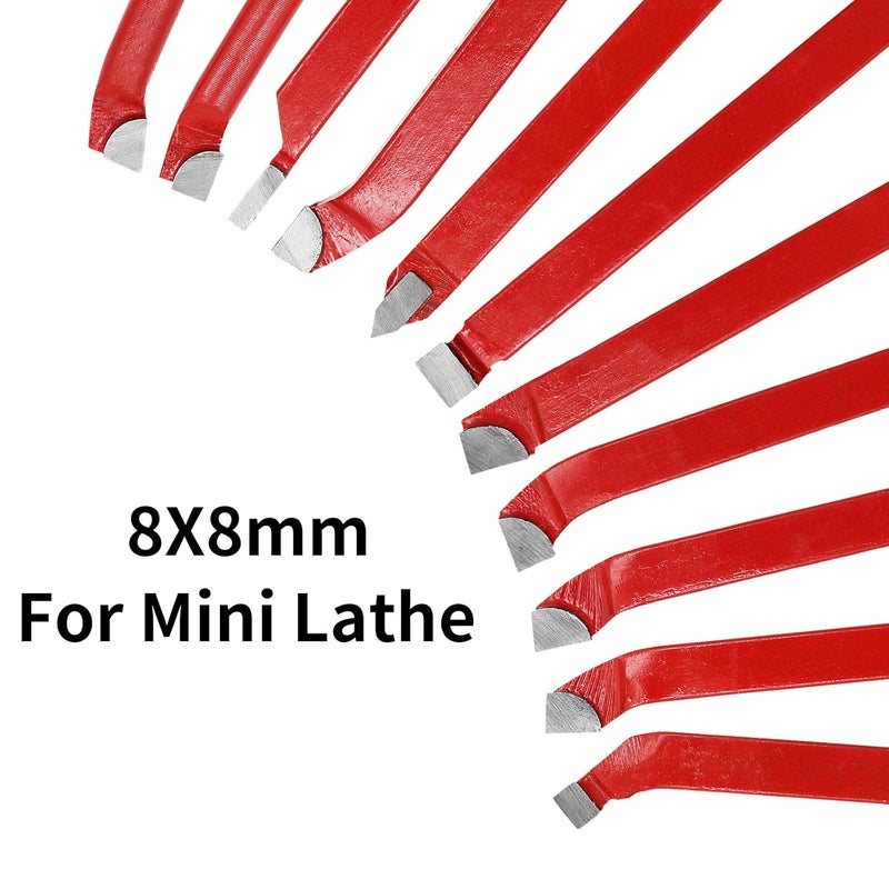 SENDUO Store 11 Pc 5/16" Carbide Tip Tipped Cutter Tool Bit Cutting Set for Metal, Suitable for Ordinary and CNC Lathe - Image 4